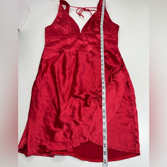 Selfie Leslie Come What May Pintuck Pleat Gathered Side Mini Dress Red NEW L/XL - Picture 13 of 16